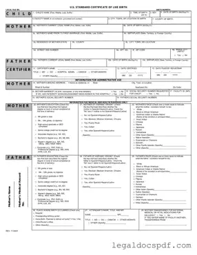 Fill Out Your CDC U.S. Standard Certificate of Live Birth Form