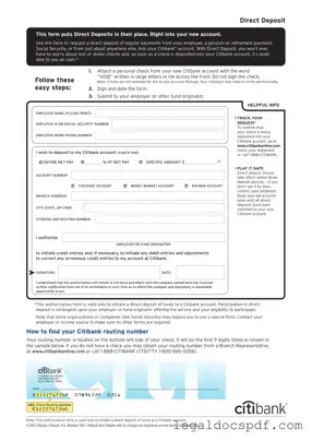 Fill Out Your Citibank Direct Deposit Form