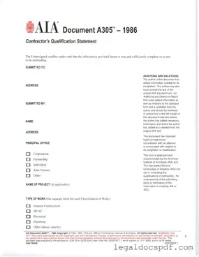 Fill Out Your AIA A305 Form