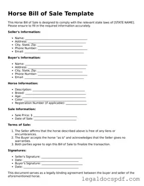 Valid Horse Bill of Sale Template