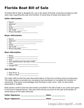 Legal Florida Boat Bill of Sale Form