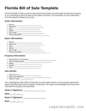 Legal Florida Bill of Sale Form