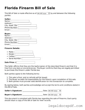 Legal Florida Firearm Bill of Sale Form