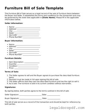 Valid Furniture Bill of Sale Template