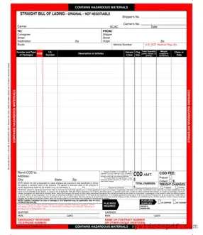 Fill Out Your Hazard Bill Of Ladden Form