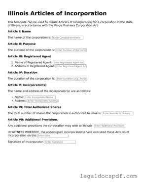 Legal Illinois Articles of Incorporation Form