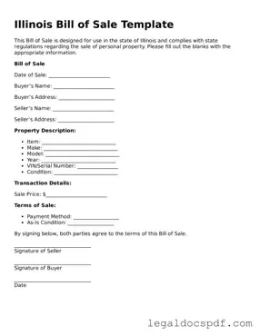 Legal Illinois Bill of Sale Form