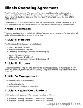 Legal Illinois Operating Agreement Form