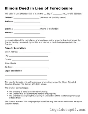 Legal Illinois Deed in Lieu of Foreclosure Form