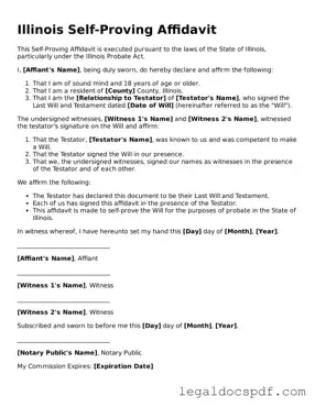 Legal Illinois Self-Proving Affidavit Form