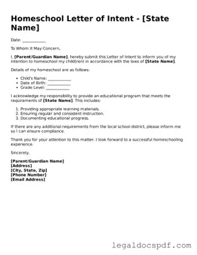 Valid Homeschool Letter of Intent Template