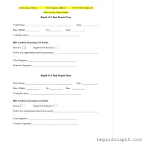 Fill Out Your Negative Hiv Test Form