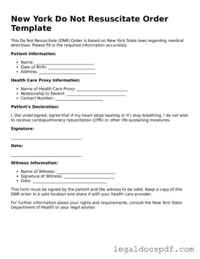 Legal New York Do Not Resuscitate Order Form