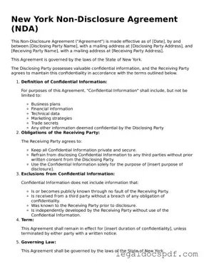 Legal New York Non-disclosure Agreement Form