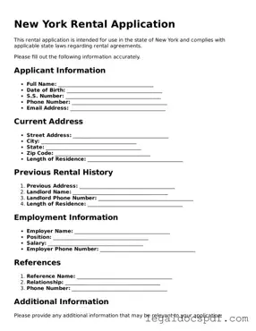 Legal New York Rental Application Form