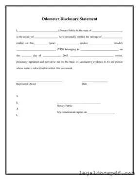 Fill Out Your Notarized Odometer Statement Form
