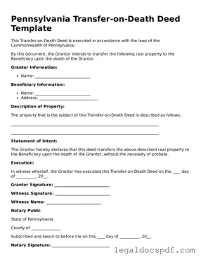 Legal Pennsylvania Transfer-on-Death Deed Form