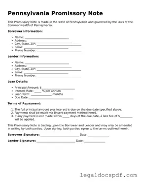 Legal Pennsylvania Promissory Note Form
