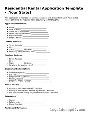 Valid Rental Application Template