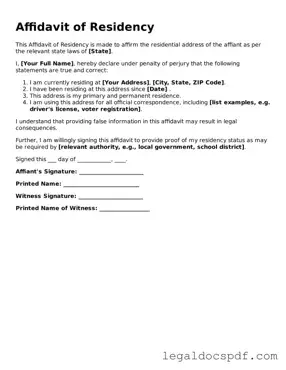 Valid Affidavit of Residency Template