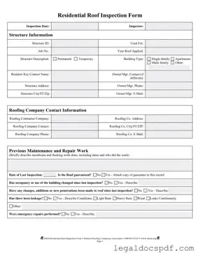 Fill Out Your Roof Inspection Form