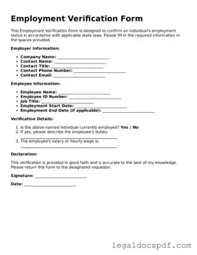 Valid Employment Verification Template