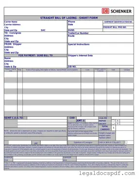 Fill Out Your Straight Bill Of Lading Form