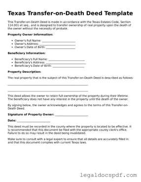Legal Texas Transfer-on-Death Deed Form