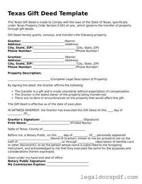 Legal Texas Gift Deed Form