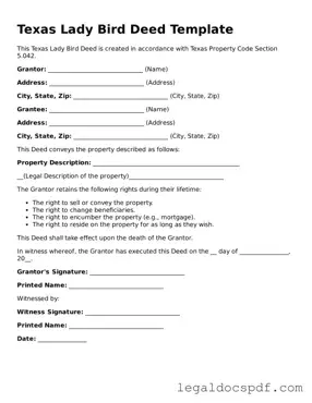 Legal Texas Lady Bird Deed Form