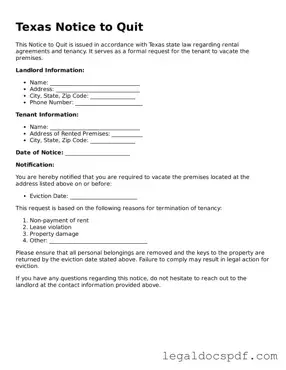 Legal Texas Notice to Quit Form