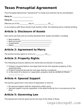 Legal Texas Prenuptial Agreement Form
