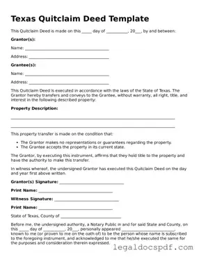 Legal Texas Quitclaim Deed Form