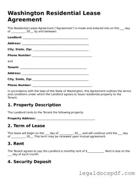 Legal Washington Residential Lease Agreement Form