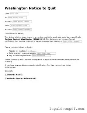 Legal Washington Notice to Quit Form