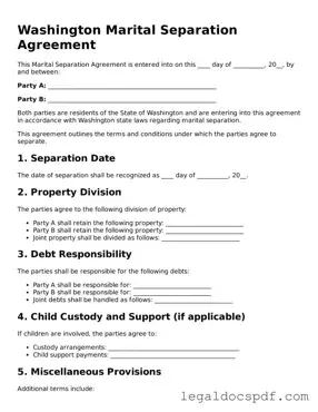 Legal Washington Marital Separation Agreement Form