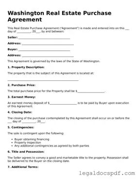 Legal Washington Real Estate Purchase Agreement Form