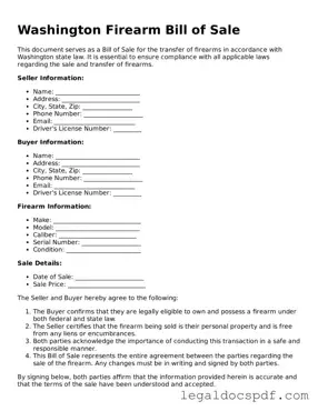 Legal Washington Firearm Bill of Sale Form