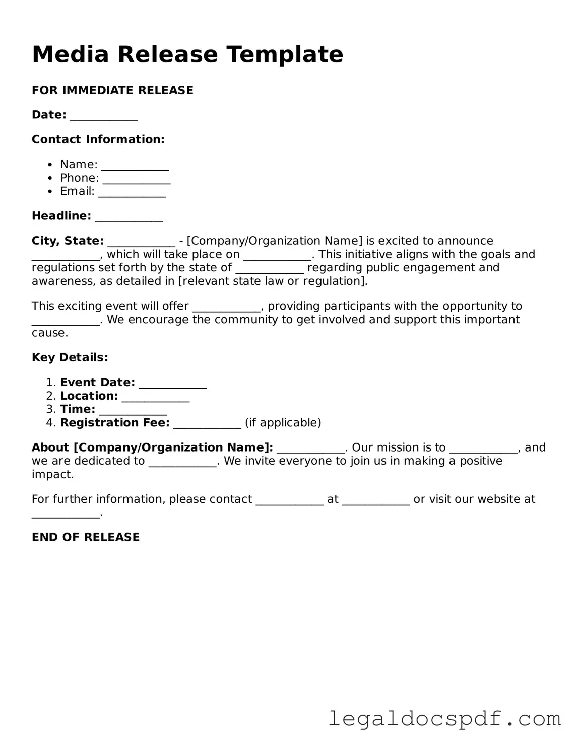Valid Media Release Template