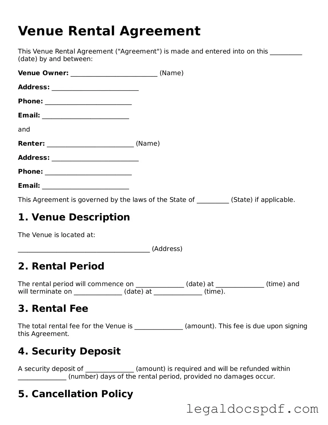 Valid Venue Rental Agreement Template