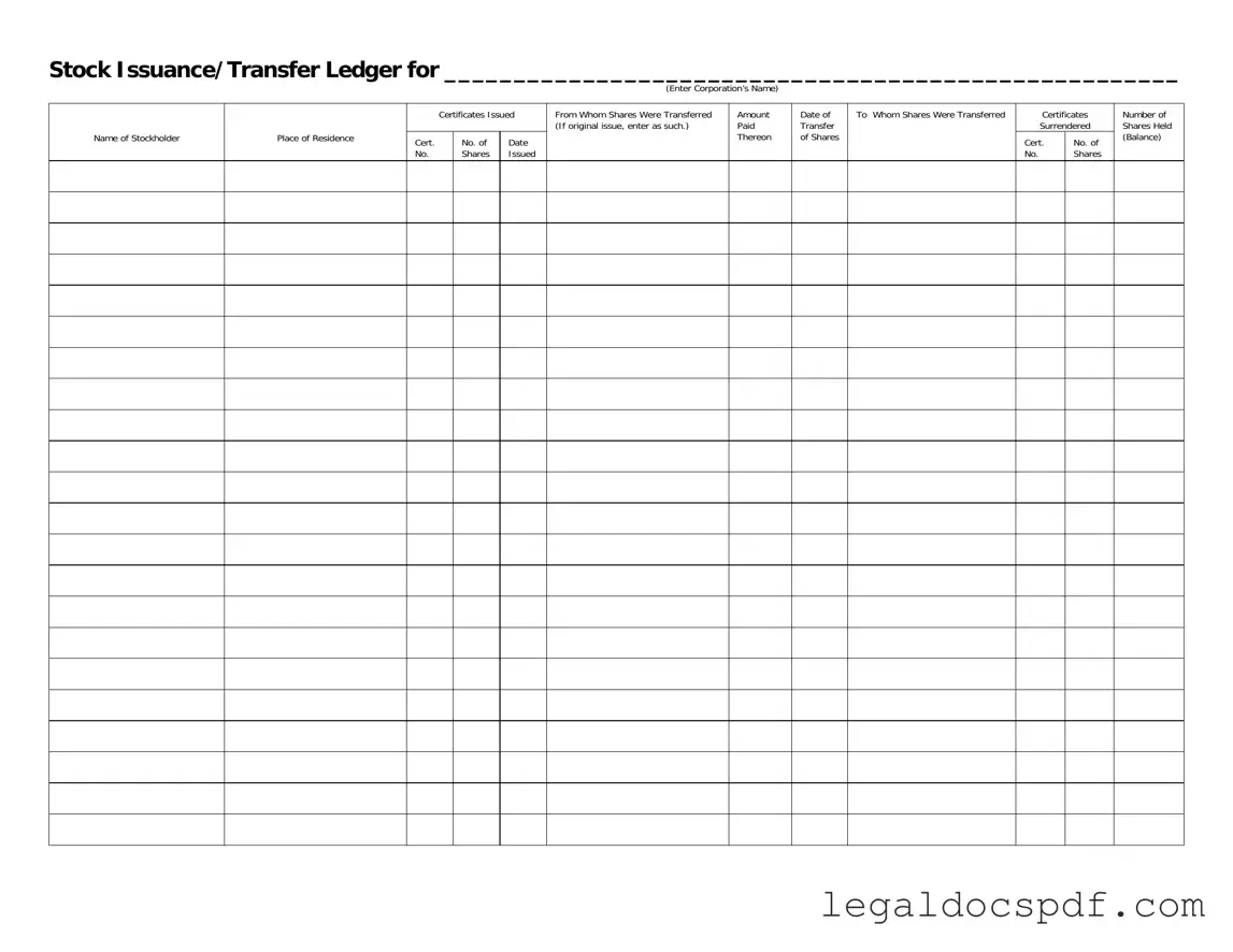 Fill Out Your Stock Transfer Ledger Form