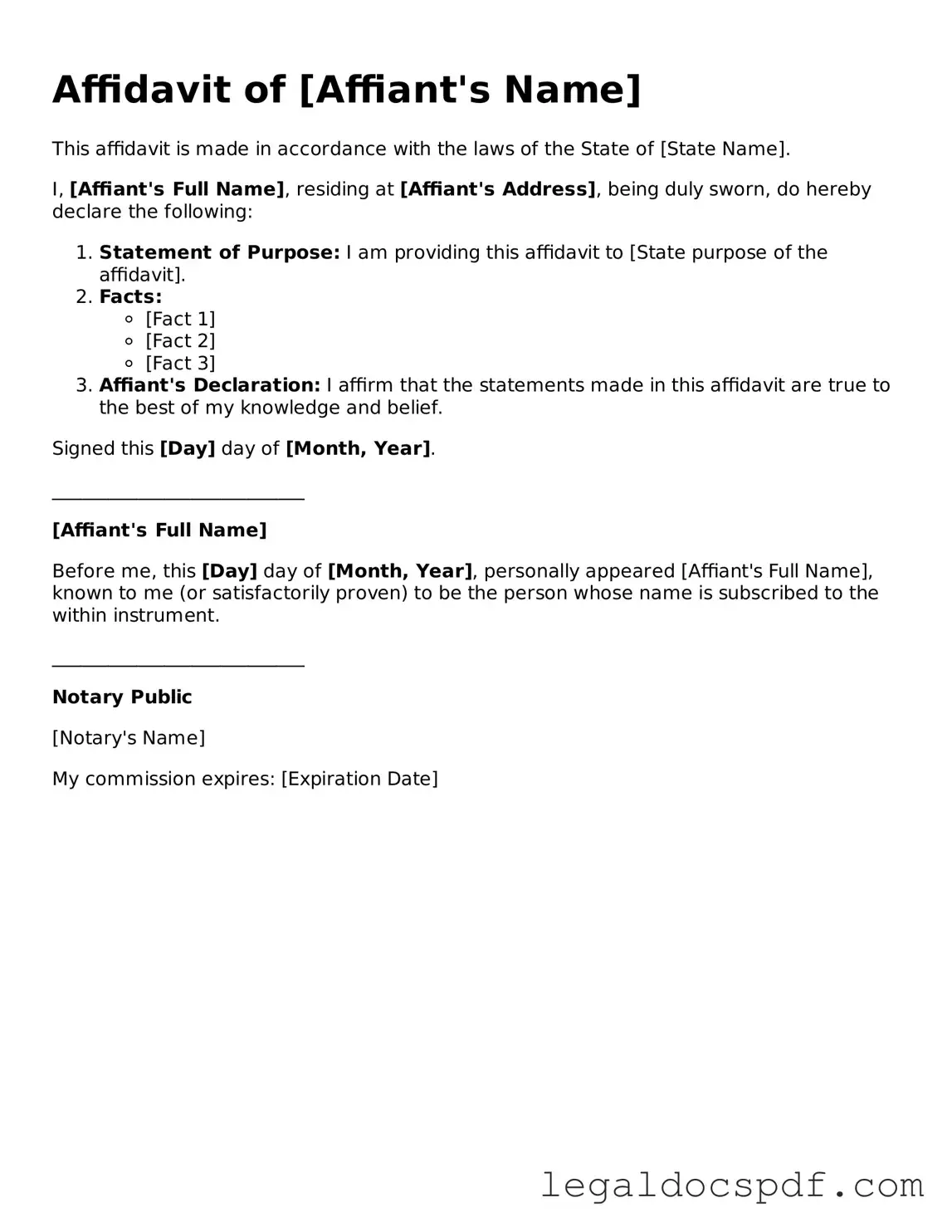 Valid Affidavit Template