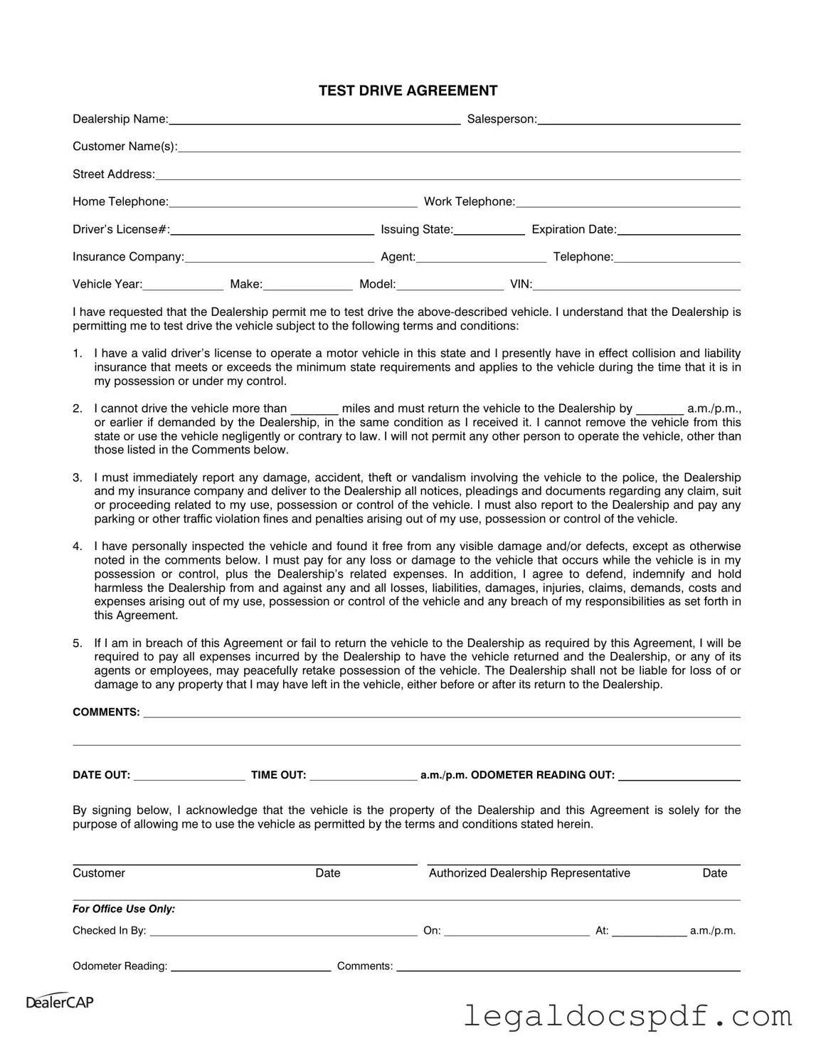 Fill Out Your Test Drive Form