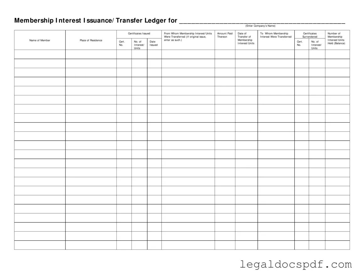 Fill Out Your Membership Ledger Form