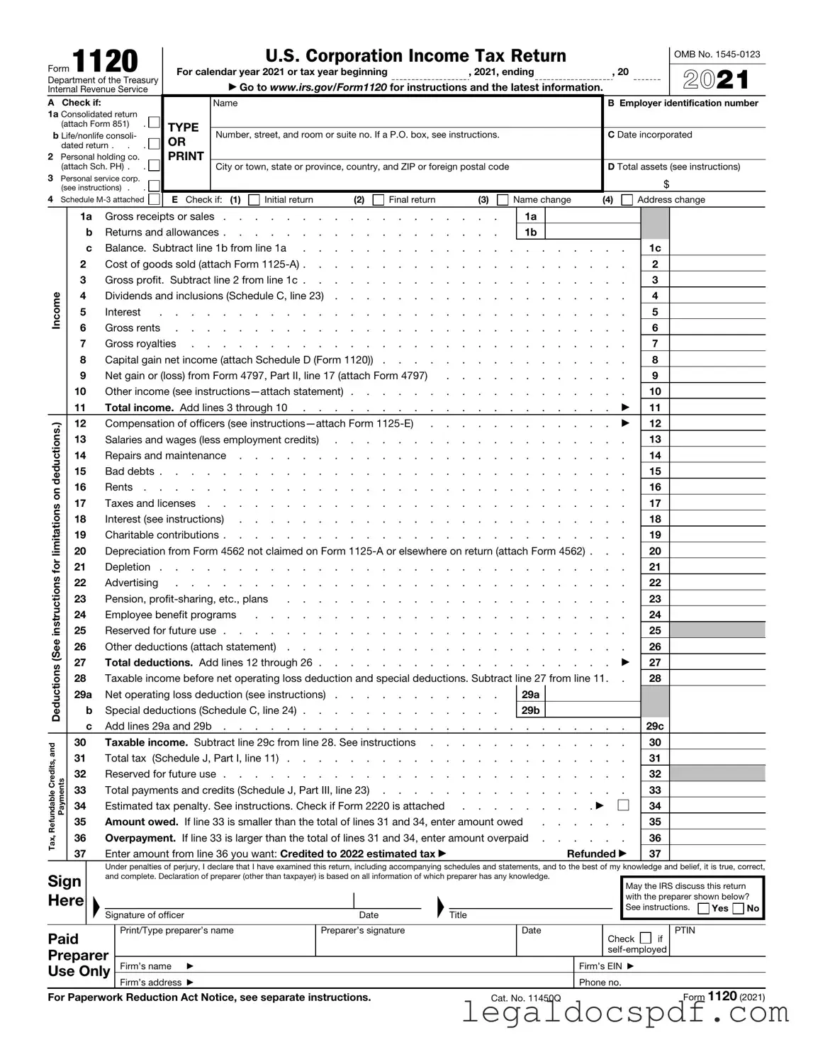 Fill Out Your IRS 1120 Form