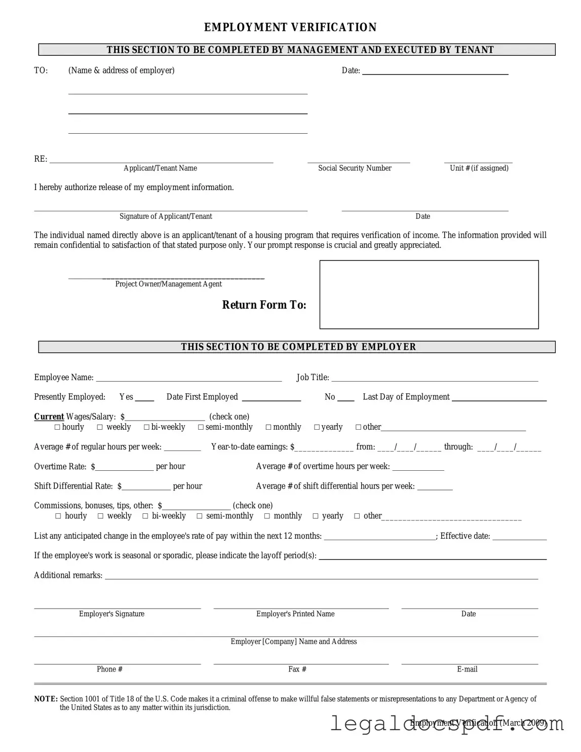 Fill Out Your Employment verification form Form
