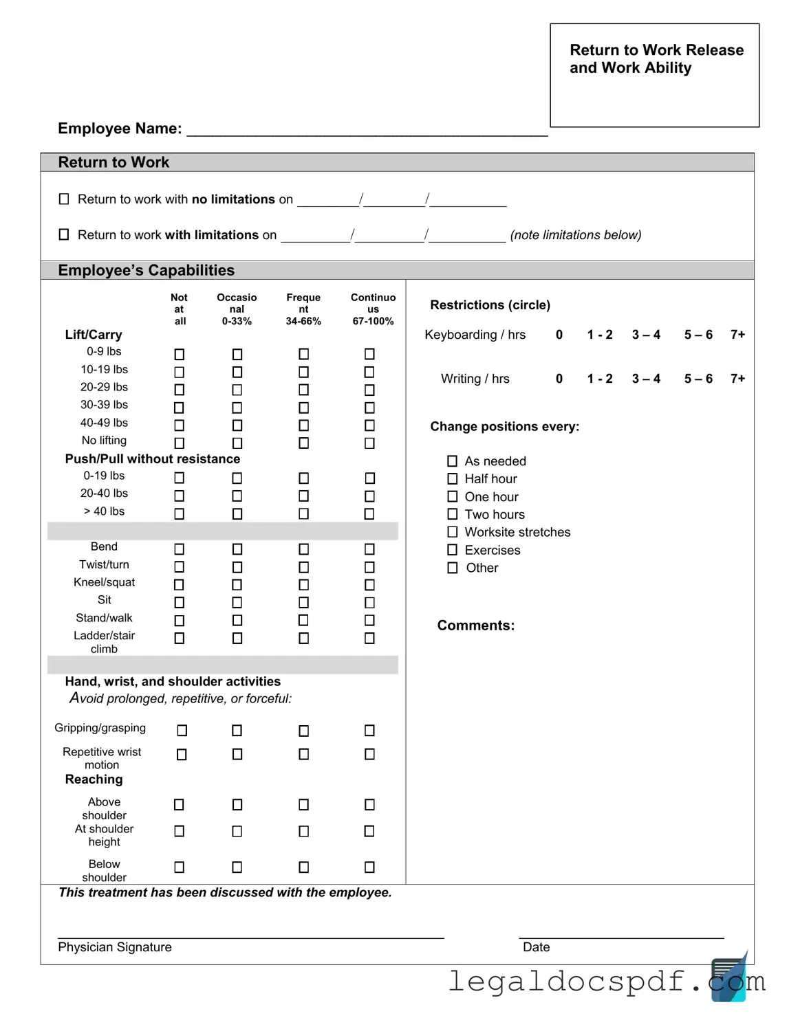 Fill Out Your Work Release Form